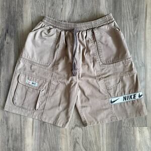 Vintage Nike Cargo Shorts Men's Size S Baggy Cargo Utility Brown 30" Waist